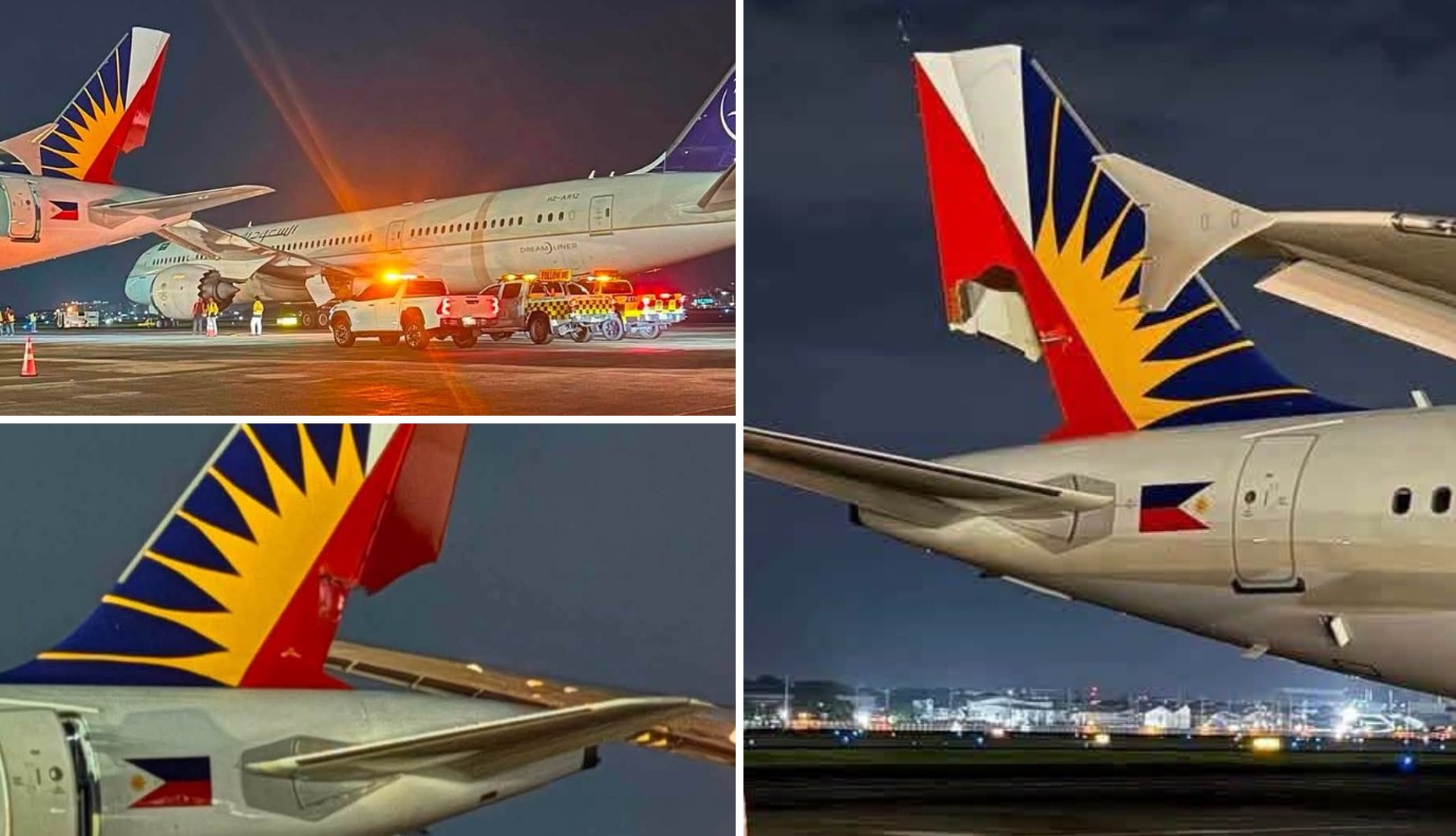 PAL Airbus A320 suffers tail damage after collision with Saudia jet at NAIA