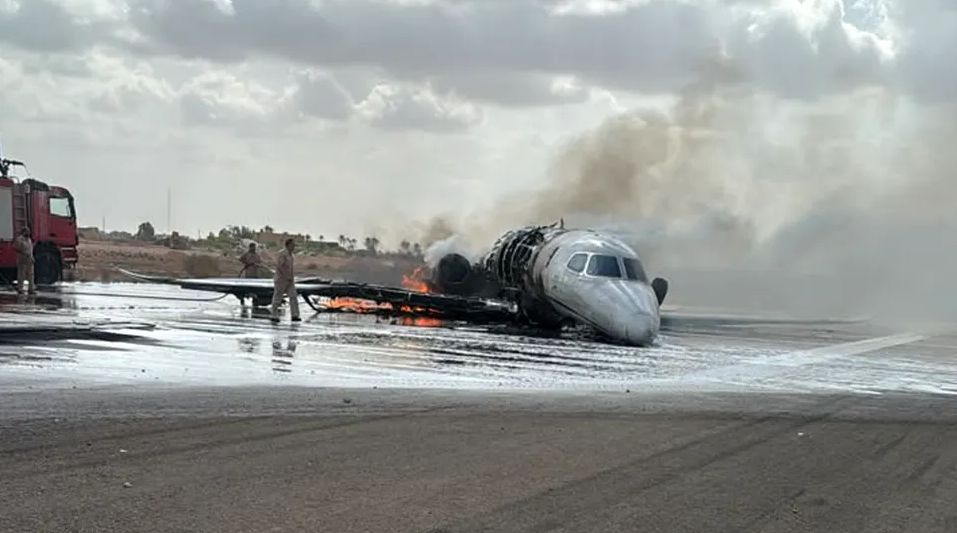 Private jet catches fire while landing at Misrata Airport; no casualties reported