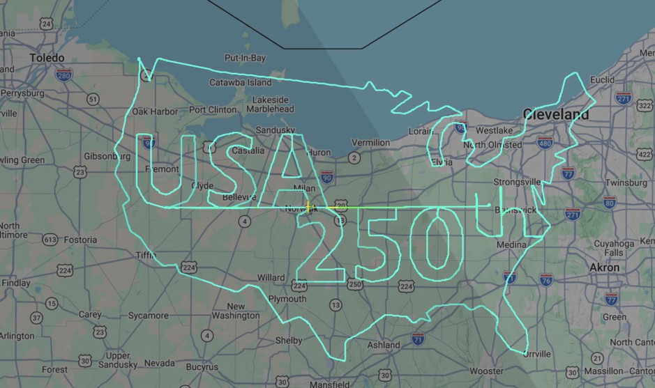 Cessna pilot marks United States 250th birthday with six-hour sky drawing