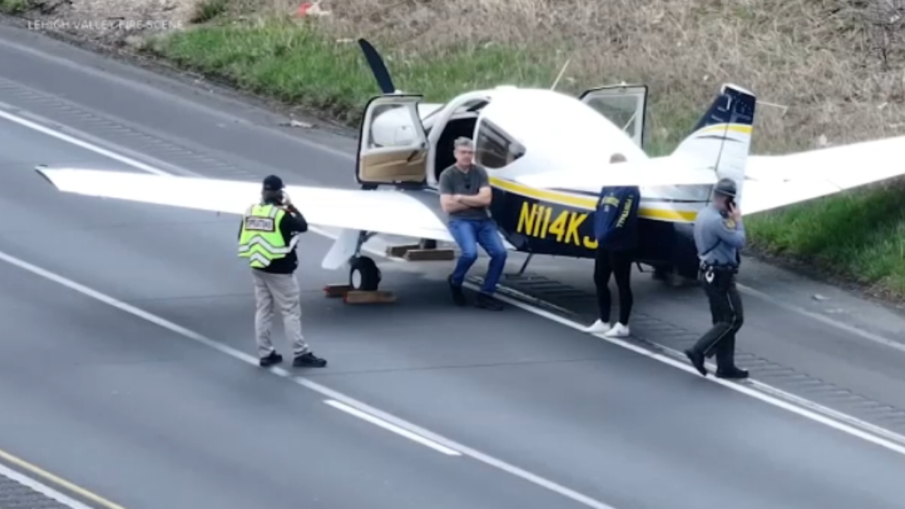 Pilot makes emergency landing on busy Pennsylvania highway; no injuries reported