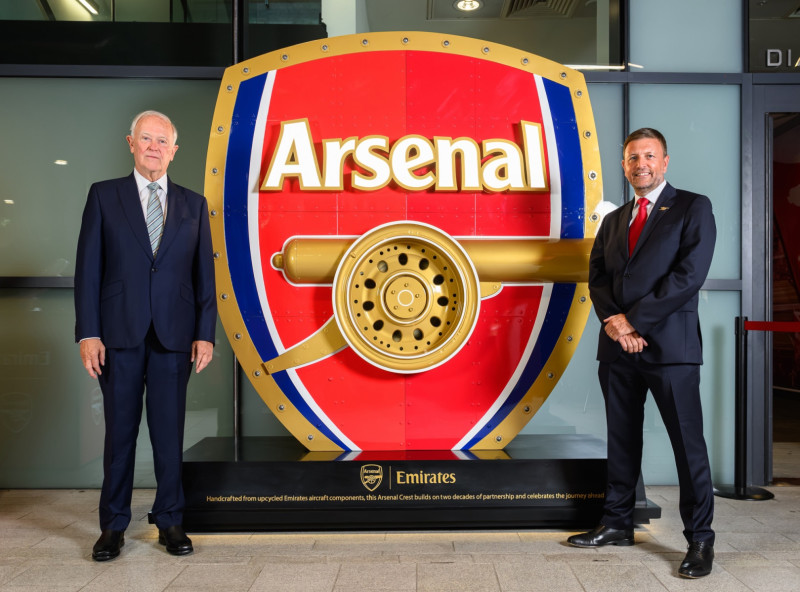 Emirates unveils Arsenal crest made from Airbus A380, Boeing 777 parts