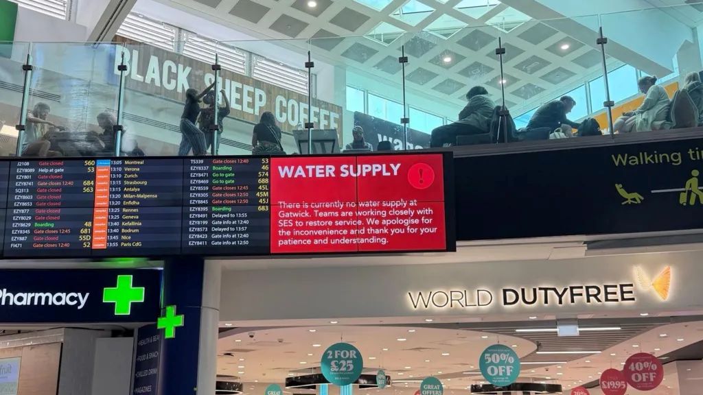 Water returns to Gatwick Airport after major outage